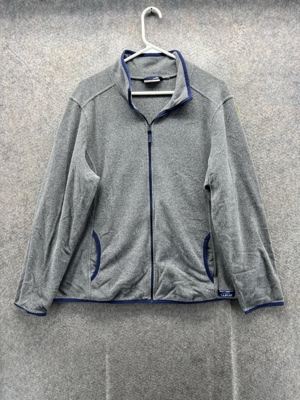 L.L.Bean Jacket Mens XL Gray Fleece Full Zip Stand Collar Pockets Outdoor Warm